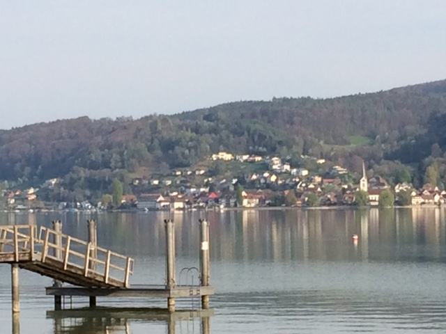Reichenau across the ZellerSee from the beach at Camping Horn Gaienhofen