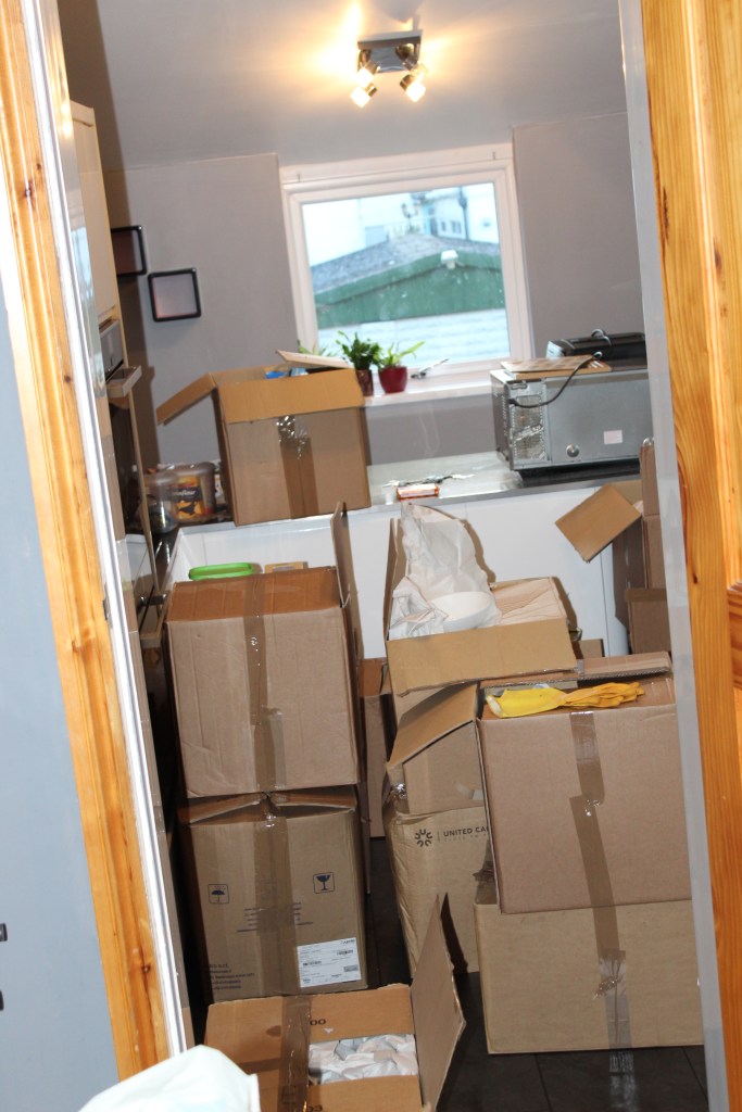 Boxes in the small bedroom